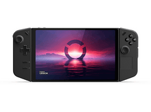 Charger l&#39;image dans la galerie, Console de jeu portable Lenovo Legion noire avec un écran affichant un paysage.
