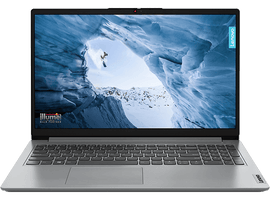 Ordinateur portable Lenovo avec un écran montrant un skieur dans une grotte de glace. Logos Red Bull et Illume.
