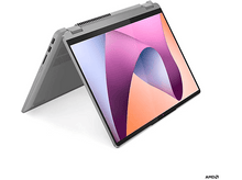 Charger l&#39;image dans la galerie, Ordinateur portable gris avec un écran affichant un design coloré. L&#39;ordinateur portable est en position partiellement ouverte.
