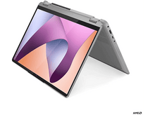 Charger l&#39;image dans la galerie, Ordinateur portable en position tente, écran incliné avec dégradé rose et violet, fond blanc.
