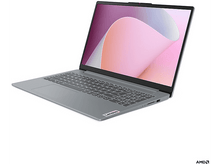 Charger l&#39;image dans la galerie, Un ordinateur portable Lenovo gris, ouvert, sur une surface blanche, légèrement incliné.
