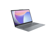 Charger l&#39;image dans la galerie, Un ordinateur portable Lenovo gris est ouvert sur une surface blanche. L&#39;écran affiche un design abstrait coloré. Le clavier est visible.
