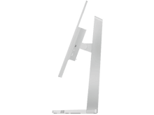 Charger l&#39;image dans la galerie, Moniteur d&#39;ordinateur argenté avec support réglable, vue de profil, sur fond noir.
