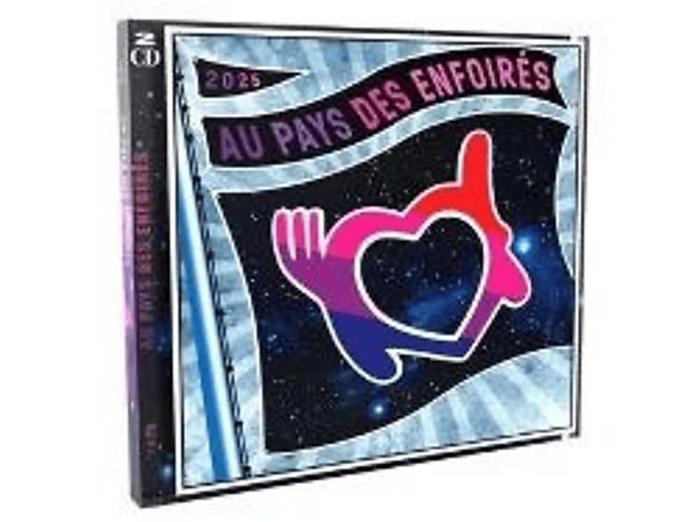 Couverture du CD pour 'Au Pays Des Enfoirés'. Un cœur dans un drapeau.