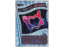 Charger l'image dans la galerie, Affiche pour 'Au Pays des Enfoirés', avec un design de drapeau, du texte et une liste de noms.
