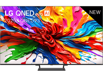 TV LG QNED evo AI affichant une image abstraite vibrante et colorée.