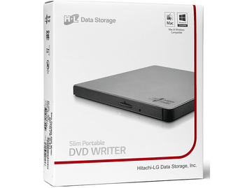 Une boîte de graveur DVD. C'est un graveur de DVD mince et portable dans une boîte blanche.