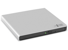 Charger l&#39;image dans la galerie, Un lecteur de disques Blu-ray argenté de forme rectangulaire fermée.
