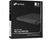 Charger l&#39;image dans la galerie, Boîte noire étiquetée &#39;H.L. Data Storage&#39; avec un graveur Blu-ray et compatibilité Mac/Windows.
