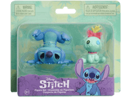 Figurines Stitch et Angel dans un emballage. L'emballage est bleu avec un motif floral.