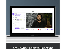 Charger l&#39;image dans la galerie, Écran d&#39;ordinateur portable affichant l&#39;interface de l&#39;application Logitech Capture avec un homme.
