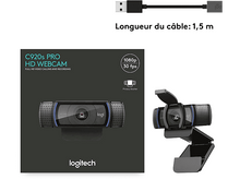 Charger l&#39;image dans la galerie, Webcam Logitech C920s Pro HD avec câble noir et emballage.
