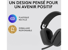 Charger l&#39;image dans la galerie, Un casque avec logos de plastique recyclé et emballage responsable.
