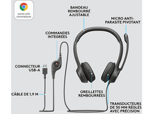 Charger l&#39;image dans la galerie, LOGITECH Casque-micro H390 Noir (981-000406)
