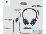 LOGITECH Casque-micro H390 Noir (981-000406)
