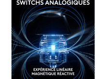 Charger l&#39;image dans la galerie, Un interrupteur de clavier de jeu avec des effets de lumière bleue et du texte.
