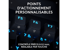 Charger l&#39;image dans la galerie, Gros plan sur des touches de clavier avec des caractères bleus lumineux, texte en français.
