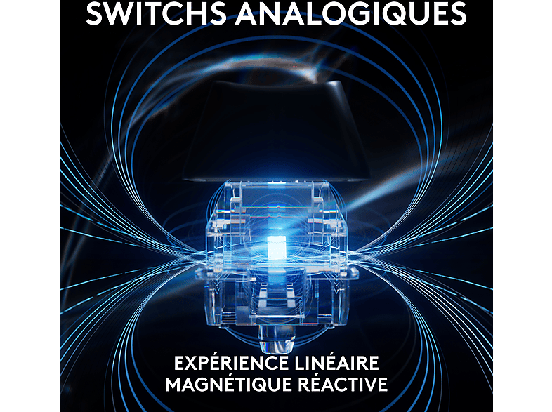 Gros plan sur un interrupteur de clavier avec les mots Switches Analogiques.