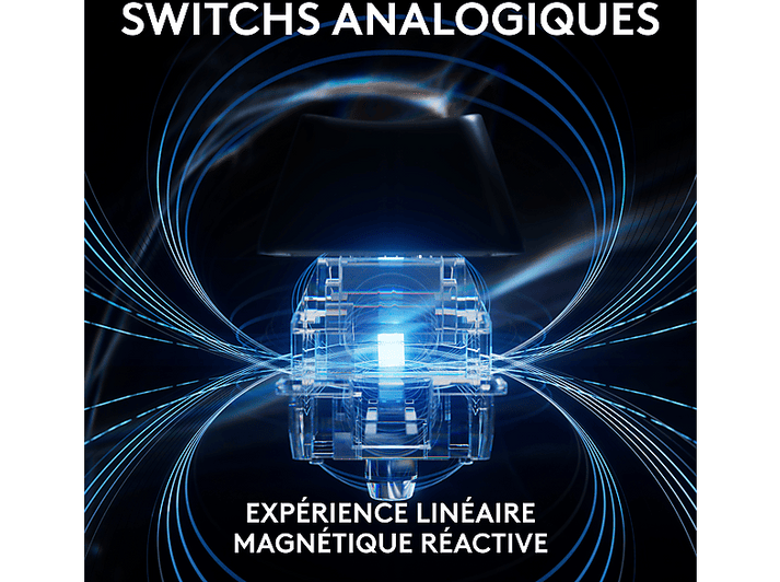 Gros plan sur un interrupteur de clavier avec les mots Switches Analogiques.