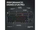LOGITECH Clavier gaming sans fil G PRO X TKL Lightspeed RGB AZERTY Noir (920-012131)