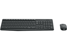 Charger l&#39;image dans la galerie, Un clavier noir avec pavé numérique et une souris noire sur une surface blanche.
