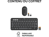 LOGITECH Clavier sans fil et Souris sans fil Pebble 2 Combo AZERTY Noir (920-012209)