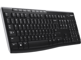 Clavier Logitech noir, bordure blanche.