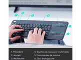 LOGITECH Clavier sans fil K400 Plus AZERTY Noir (920-007131) Sans fil Clavier sans fil Noir