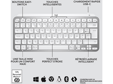 Charger l&#39;image dans la galerie, Clavier gris avec touches étiquetées, port USB-C et boutons easy-switch.
