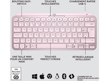 Charger l&#39;image dans la galerie, Un clavier rose avec divers boutons et logos pour Windows, Apple et Linux.
