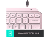 LOGITECH Clavier sans fil MX Keys Mini Illuminated AZERTY Rose (920-010484)