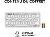 LOGITECH Clavier sans fil Pebble Keys 2 K380s AZERTY Blanc (920-011804) Sans fil Clavier sans fil Blanc
