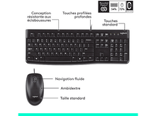 Charger l&#39;image dans la galerie, Clavier noir avec souris, étiqueté avec du texte pour les fonctionnalités.
