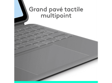 Charger l&#39;image dans la galerie, Gros plan sur clavier et trackpad, texte : &#39;Grand pavé tactile multipoint&#39;.
