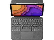 Charger l&#39;image dans la galerie, Tablette avec clavier. L&#39;écran de la tablette affiche un design abstrait. Le clavier est gris.
