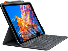 Charger l&#39;image dans la galerie, LOGITECH Cover clavier Slim folio iPad 9/8/7 Gen. AZERTY Gris (920-009475)
