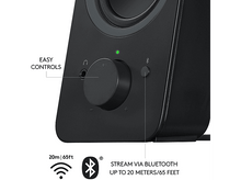 Charger l&#39;image dans la galerie, Gros plan sur l&#39;enceinte montrant les commandes faciles, le bouton de volume et les options de connectivité Bluetooth.
