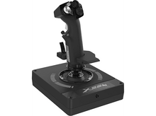 Charger l&#39;image dans la galerie, Manche de vol Logitech X-35M noir sur une base noire. Il a des boutons et une poignée. La marque est visible.
