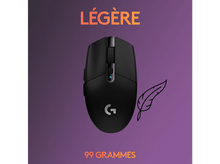 Charger l'image dans la galerie, Souris noire avec un graphique de plume et le texte '99 grammes'.
