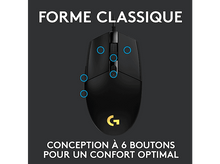 Charger l'image dans la galerie, Une souris d'ordinateur noire avec 6 boutons.
