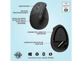 LOGITECH Souris sans fil Lift GAUCHER Graphite (910-006474)