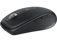 Charger l'image dans la galerie, Une souris Logitech MX Master 3S noire avec molette, boutons et une lumière verte.

