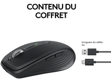 Charger l'image dans la galerie, Souris noire et câbles de charge USB-C. Le texte dit : 'Contenu de la boîte'.
