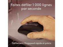 Charger l&#39;image dans la galerie, Main tenant une souris noire. Texte: &quot;Faites défiler 1000 lignes par seconde&quot; et &quot;MagSpeed&quot;.
