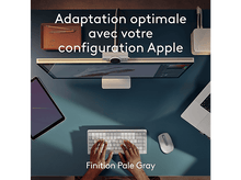 Charger l&#39;image dans la galerie, Une configuration de bureau avec moniteur, clavier et souris. Texte : Adaptation optimale avec votre configuration Apple.
