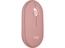 Charger l'image dans la galerie, Souris Logitech Pebble rose avec molette blanche et le logo Logitech.
