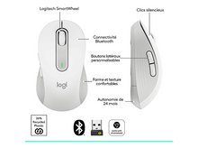 Charger l'image dans la galerie, Une souris Logitech blanche avec des boutons réglables et une molette.
