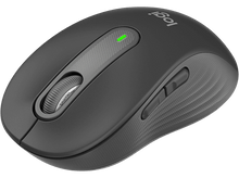 Charger l'image dans la galerie, Souris d'ordinateur noire avec une molette et des boutons. Indicateur lumineux vert.
