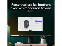 Charger l'image dans la galerie, Un moniteur d'ordinateur affichant une interface de personnalisation de la souris avec une webcam.
