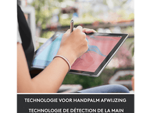 Charger l&#39;image dans la galerie, Personne utilisant un stylet sur une tablette, avec du texte sur le rejet de la paume.
